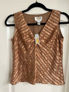 Talbots Sleeveless V-Neck Blouse in Copper Floral